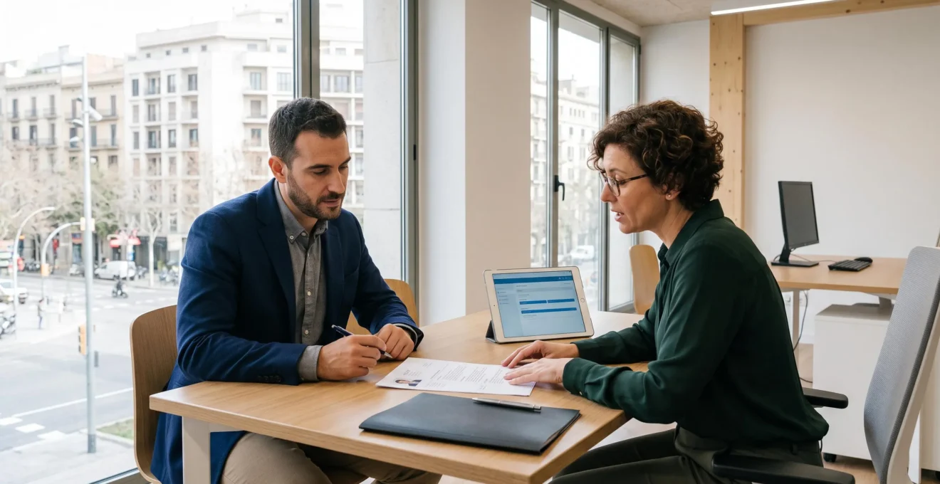 CV en formato europeo y carta de presentación impresos sobre un escritorio moderno, acompañados de un bolígrafo y una tableta, listos para el registro en una agencia de contratación.